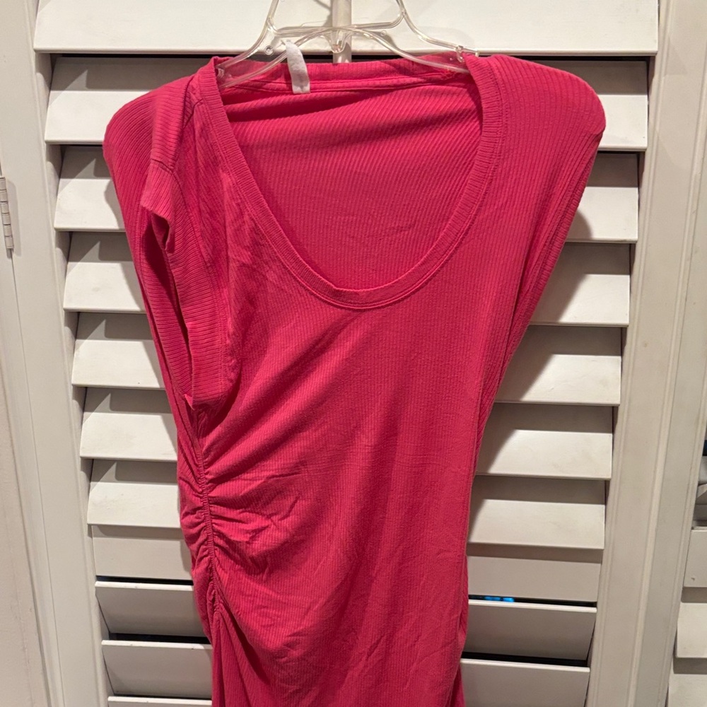 Elegant Pink Ruched Midi Dress